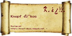 Knopf Ákos névjegykártya